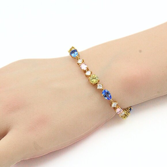 Hallmarked Suzanne Somers Pastel Color Crystal Sterling Silver Bracelet - Picture 12 of 15